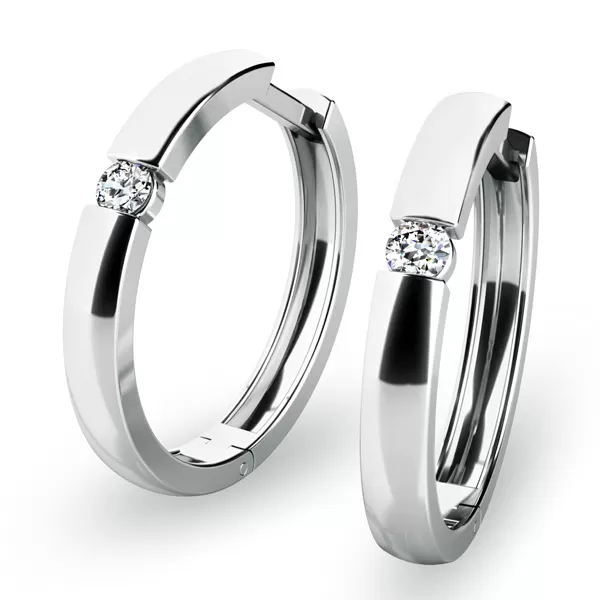 Dámske náušnice biele zlato 585/1000 prírodný diamant 0,086 ct G/SI kruhy 10915-B-DIA