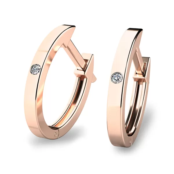 Dámske náušnice ružové zlato 585/1000 prírodný diamant 0,009 ct G/SI oválky 10861-CV-DIA