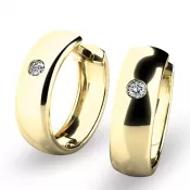Dámske náušnice žlté zlato 585/1000 prírodný diamant 0,044 ct G/SI kruhy 10916-ZL-DIA