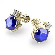 Zlaté náušnice s tanzanitmi a diamantmi 10858-ZL-TAN