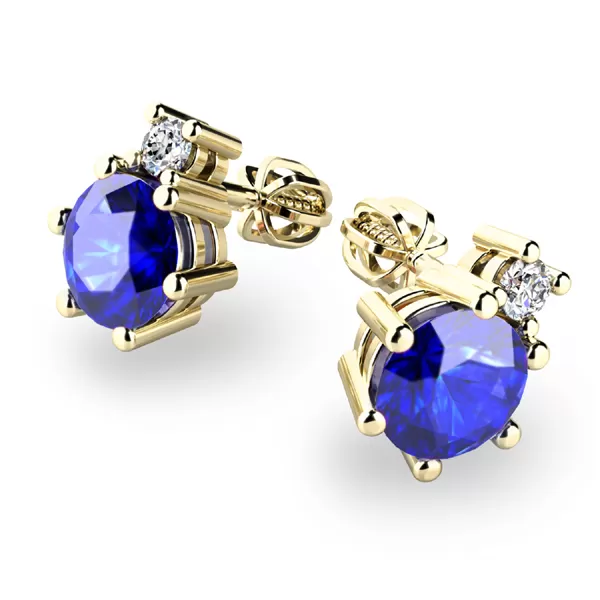 Zlaté náušnice s tanzanitmi a diamantmi 10858-ZL-TAN