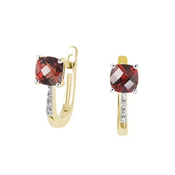 Náušnice s granátom a diamantmi GKW48527GR