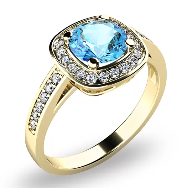 Dámsky prsteň žlté zlato 585/1000 prírodný diamant 0,90 ct G/SI topaz a diamanty 10766-ZL-TPZ