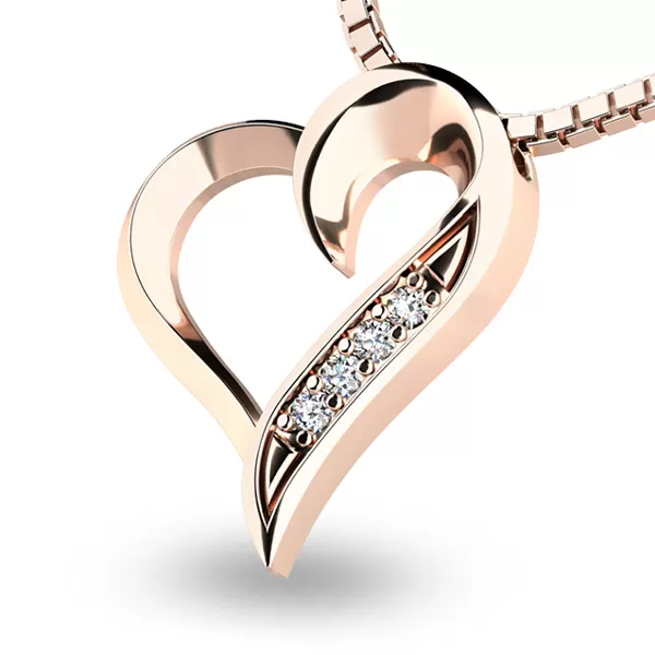 Diamantové srdce z ružového zlata 10873-CV-DIA