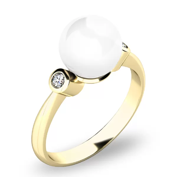 Prsteň s perlou a briliantmi 10867-ZL-FW