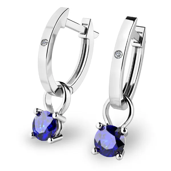 Dámske náušnice biele zlato 585/1000 prírodný diamant 0,50 ct G/SI oválky so zafírmi 10861-B-DIA-SAF