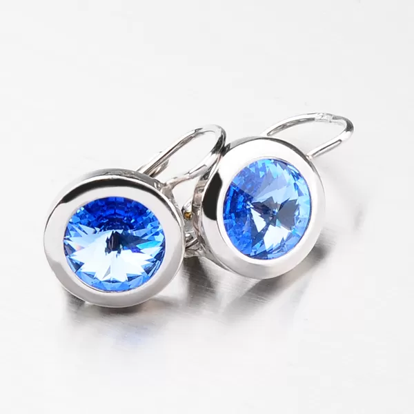 Strieborné náušnice s modrým kryštálom 10 mm N503M-JK