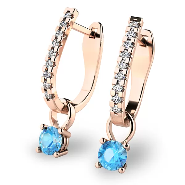 Dámske náušnice ružové zlato 585/1000 prírodný diamant 0,45 ct G/SI s topásom 10862-CV-DIA-TPZ