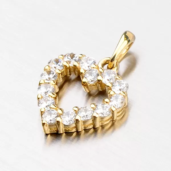 Zlatý prívesok srdca so zirkónmi DZ0020ZL