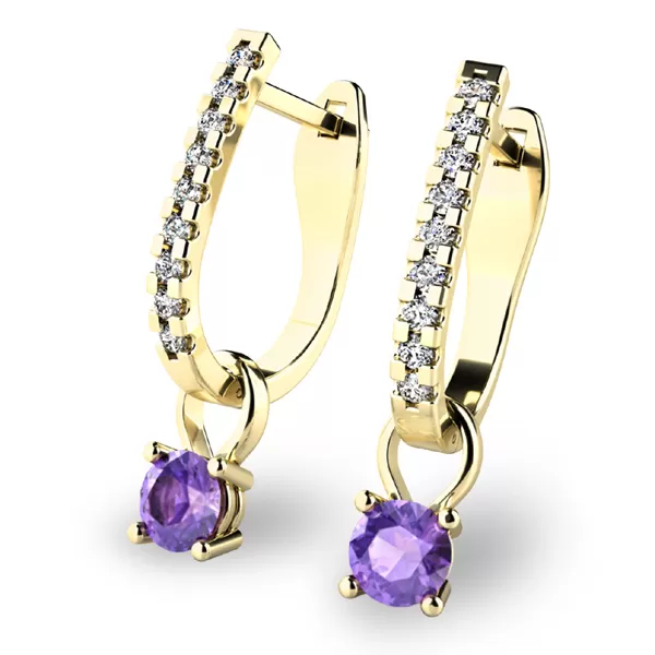 Dámske náušnice žlté zlato 585/1000 prírodný diamant 0,45 ct G/SI s tanzanitom tanzanit 10862-ZL-DIA-TAN