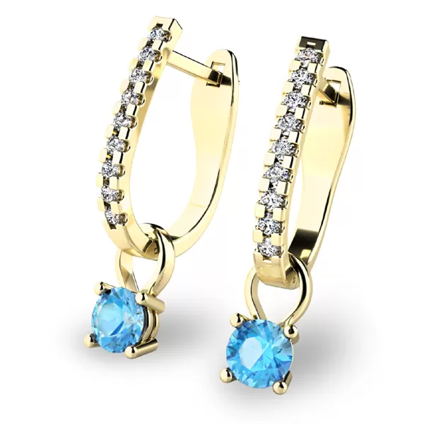 Dámske náušnice žlté zlato 585/1000 prírodný diamant 0,45 ct G/SI s topásom 10862-ZL-DIA-TPZ