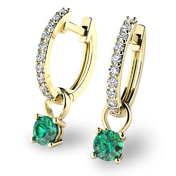 Náušnice kruhy so zirkónmi a smaragdy 10863-ZL-ZIR-ZEL