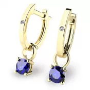 Dámske náušnice žlté zlato 585/1000 prírodný diamant 0,50 ct G/SI oválky so zafírmi 10861-ZL-DIA-SAF