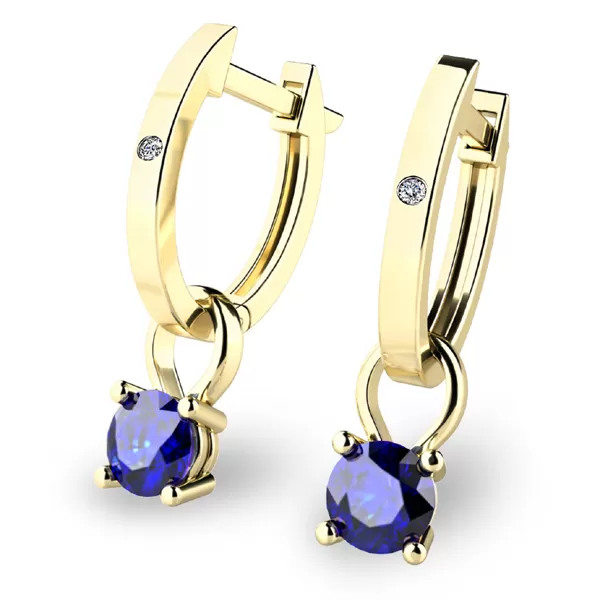 Dámske náušnice žlté zlato 585/1000 prírodný diamant 0,50 ct G/SI oválky so zafírmi 10861-ZL-DIA-SAF