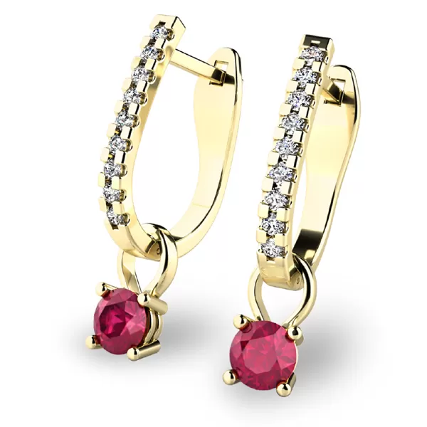 Zlaté náušnice so zirkónmi a rubíny 10862-ZL-ZIR-CV