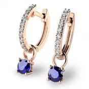 Dámske náušnice ružové zlato 585/1000 prírodný diamant 0,50 ct G/SI briliant so zafírmi 10863-CV-DIA-SAF