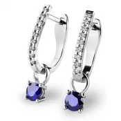 Dámske náušnice biele zlato 585/1000 prírodný diamant 0,50 ct G/SI so zafírmi 10862-B-DIA-SAF