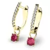 Dámske náušnice žlté zlato 585/1000 prírodný diamant 0,300 ct G/SI s rubínmi 10862-ZL-DIA-RUB