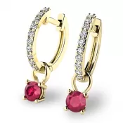 Náušnice kruhy so zirkónmi a rubíny 10863-ZL-ZIR-CV