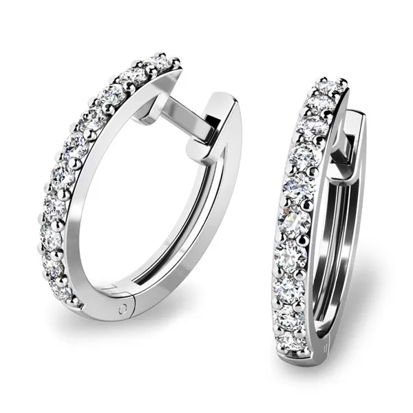 Dámske náušnice biele zlato 585/1000 prírodný diamant 0,50 ct G/SI briliant so zafírmi 10863-B-DIA-SAF