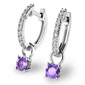 Dámske náušnice biele zlato 585/1000 prírodný diamant 0,45 ct G/SI briliant s tanzanitom tanzanit 10863-B-DIA-TAN