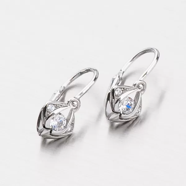 Detské náušnice s bielymi zirkónmi 52DN-2217B