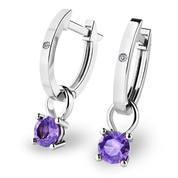 Dámske náušnice biele zlato 585/1000 prírodný diamant 0,45 ct G/SI oválky s tanzanitom tanzanitom 10861-B-DIA-TAN