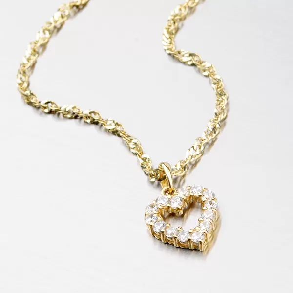 Zlatý prívesok srdca so zirkónmi DZ0020ZL