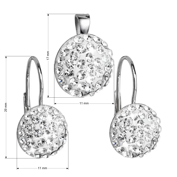 Súprava šperkov s kryštálmi Swarovski náušnice a prívesok biele okrúhle 39086.1