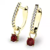 Dámske náušnice žlté zlato 585/1000 prírodný diamant 0,66 ct G/SI s granátmi 10862-ZL-DIA-GRA