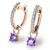 Dámske náušnice ružové zlato 585/1000 prírodný diamant 0,45 ct G/SI briliant s tanzanitom tanzanit 10863-CV-DIA-TAN