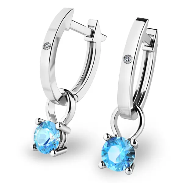 Dámske náušnice biele zlato 585/1000 prírodný diamant 0,45 ct G/SI oválny s topásom 10861-B-DIA-TPZ