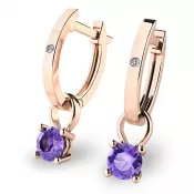 Dámske náušnice ružové zlato 585/1000 prírodný diamant 0,45 ct G/SI ovál s tanzanitom tanzanit 10861-CV-DIA-TAN