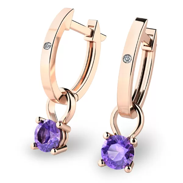 Dámske náušnice ružové zlato 585/1000 prírodný diamant 0,45 ct G/SI ovál s tanzanitom tanzanit 10861-CV-DIA-TAN