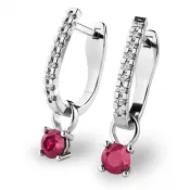 Dámske náušnice biele zlato 585/1000 prírodný diamant 0,300 ct G/SI s rubínmi 10862-B-DIA-RUB