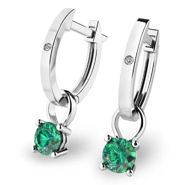 Dámske náušnice biele zlato 585/1000 prírodný diamant 0,300 ct G/SI oválky s a smaragdy 10861-B-DIA-SMA