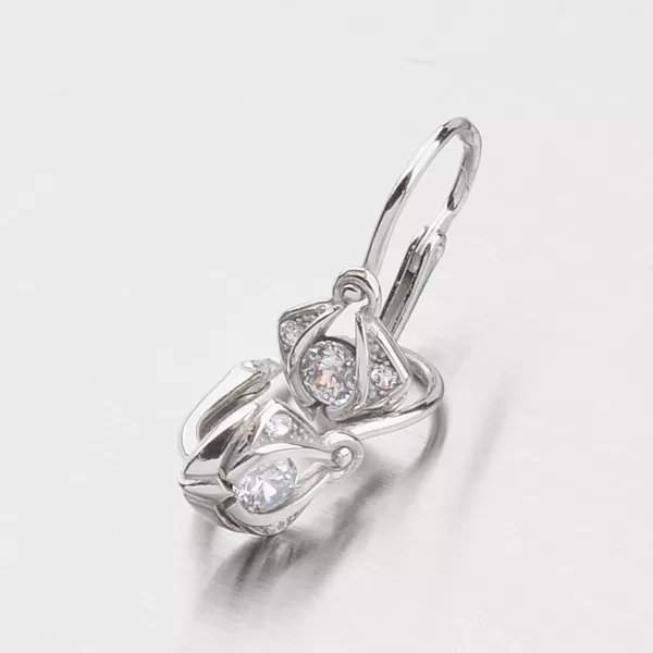 Detské náušnice s bielymi zirkónmi 52DN-2217B