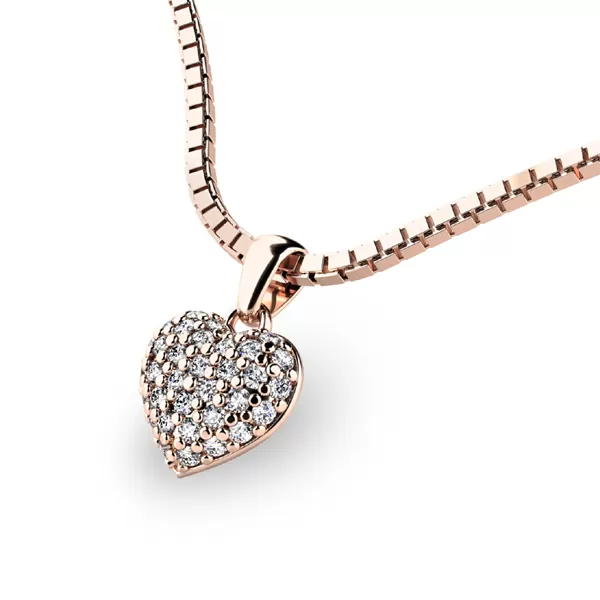 Srdce z ružového zlata s diamantmi 10923-CV-DIA