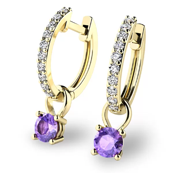 Dámske náušnice žlté zlato 585/1000 prírodný diamant 0,45 ct G/SI briliant s tanzanitom tanzanit 10863-ZL-DIA-TAN