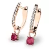 Dámske náušnice ružové zlato 585/1000 prírodný diamant 0,300 ct G/SI s rubínmi 10862-CV-DIA-RUB