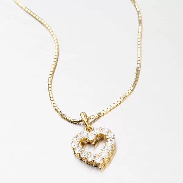 Zlatý prívesok srdca so zirkónmi DZ0020ZL