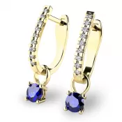 Dámske náušnice žlté zlato 585/1000 prírodný diamant 0,50 ct G/SI so zafírmi 10862-ZL-DIA-SAF