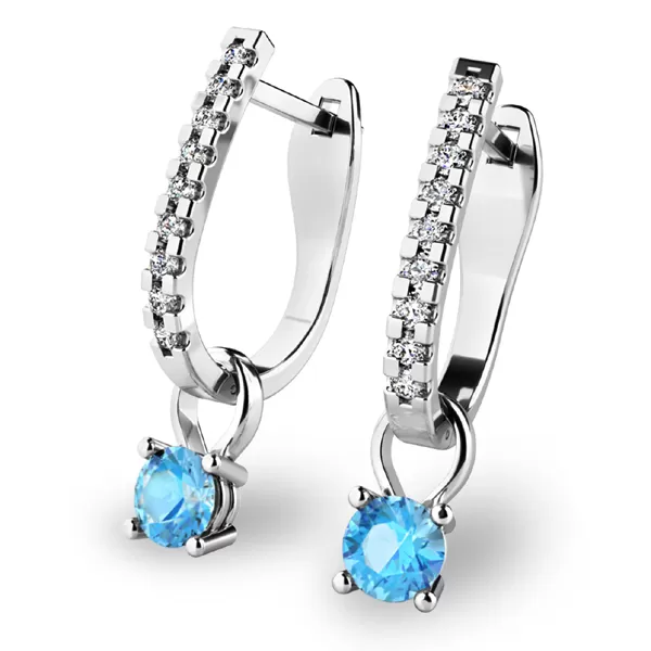 Dámske náušnice biele zlato 585/1000 prírodný diamant 0,45 ct G/SI s topásom 10862-B-DIA-TPZ