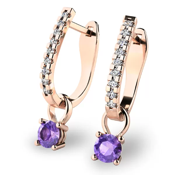 Dámske náušnice ružové zlato 585/1000 prírodný diamant 0,45 ct G/SI s tanzanitom tanzanit 10862-CV-DIA-TAN