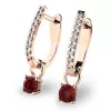 Dámske náušnice ružové zlato 585/1000 prírodný diamant 0,66 ct G/SI s granátmi 10862-CV-DIA-GRA