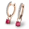 Dámske náušnice ružové zlato 585/1000 prírodný diamant 0,30 ct G/SI diamanty s rubínmi 10863-CV-DIA-RUB