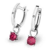 Dámske náušnice biele zlato 585/1000 prírodný diamant 0,300 ct G/SI oválky s rubínmi 10861-B-DIA-RUB