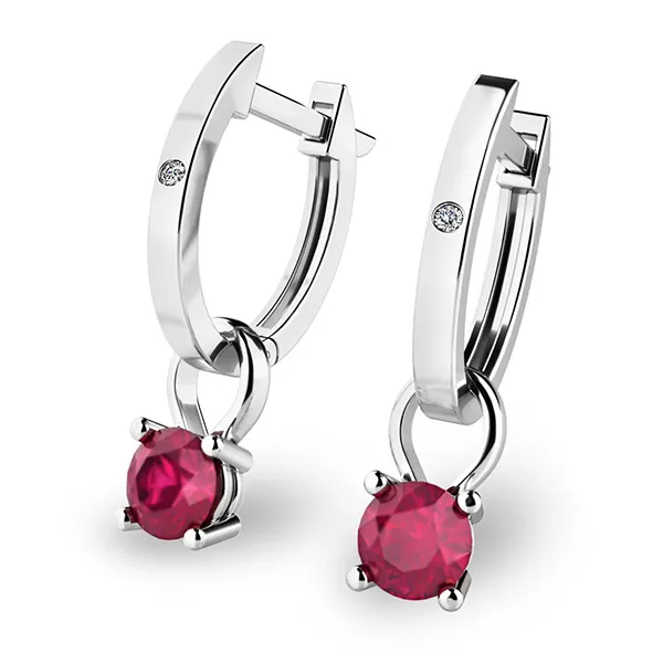 Dámske náušnice biele zlato 585/1000 prírodný diamant 0,300 ct G/SI oválky s rubínmi 10861-B-DIA-RUB