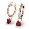 Dámske náušnice ružové zlato 585/1000 prírodný diamant 0,66 ct G/SI briliant s granátmi 10863-CV-DIA-GRA
