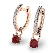 Dámske náušnice ružové zlato 585/1000 prírodný diamant 0,66 ct G/SI briliant s granátmi 10863-CV-DIA-GRA